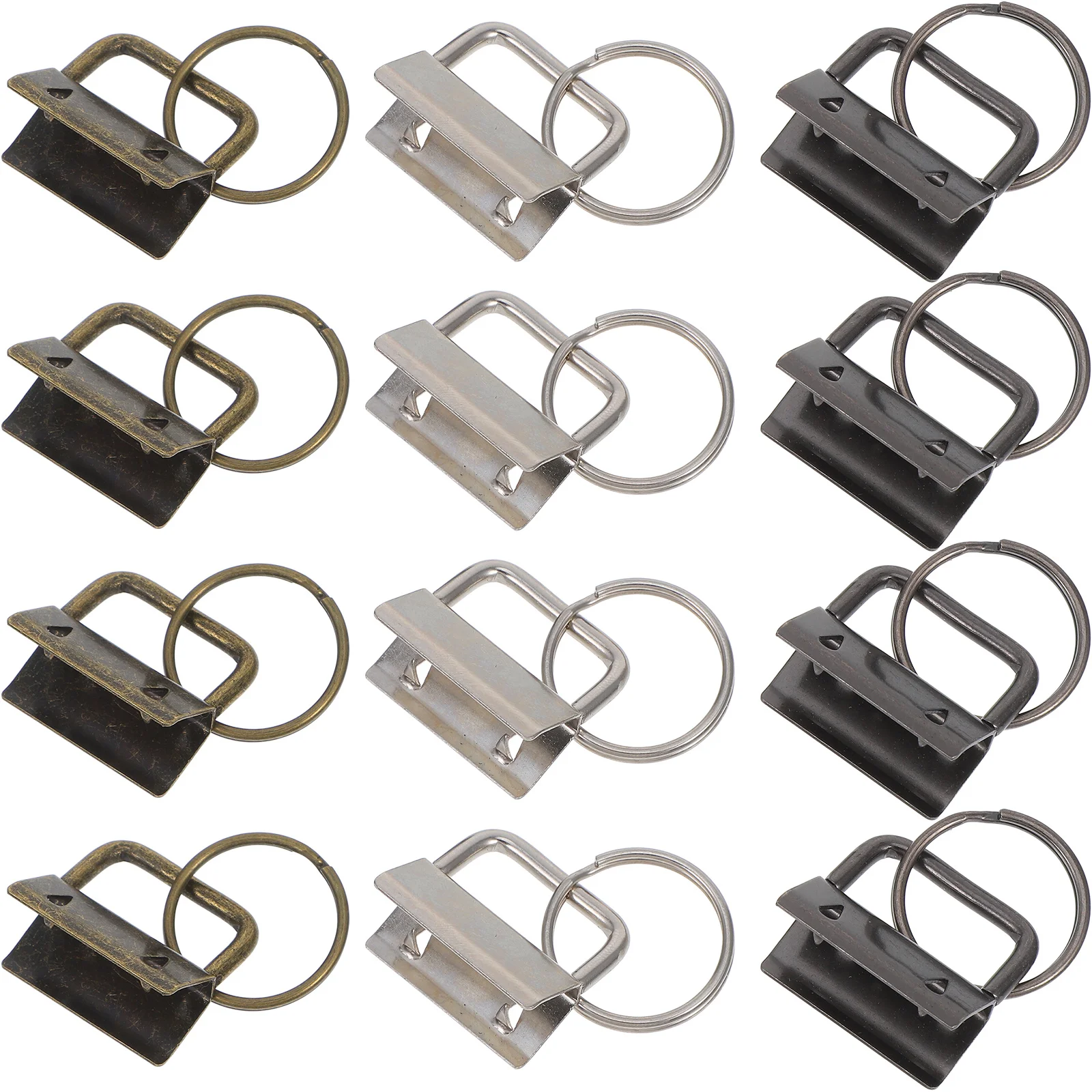 

150pcs Tail Clip Keychain 25Mm Metal Key Fob Hardware For Wristlet Lanyard Webbing Craft Split Ring Keychain Making Kit Jewelry