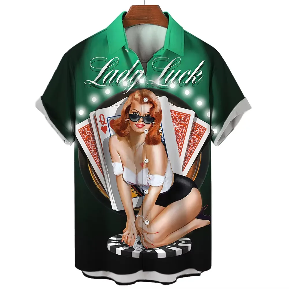 Hawaiian Sexy Rock Women's Hip Style Men Shirts Hop Monroe Short Sleeved 3D Printed Loose Top Retro Clothing Beachwear Casual