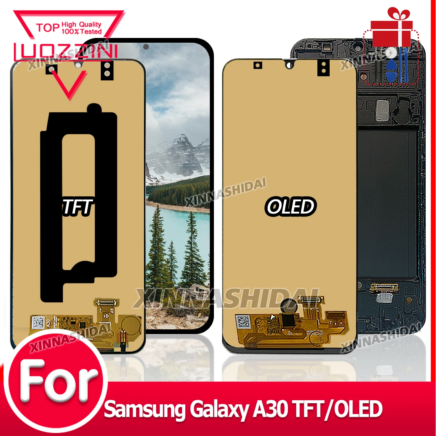 Pantalla táctil TFT/OLED de 6,58 pulgadas para Samsung Galaxy A30 con montaje de digitalizador de marco para reemplazo de pantalla Samsung A30