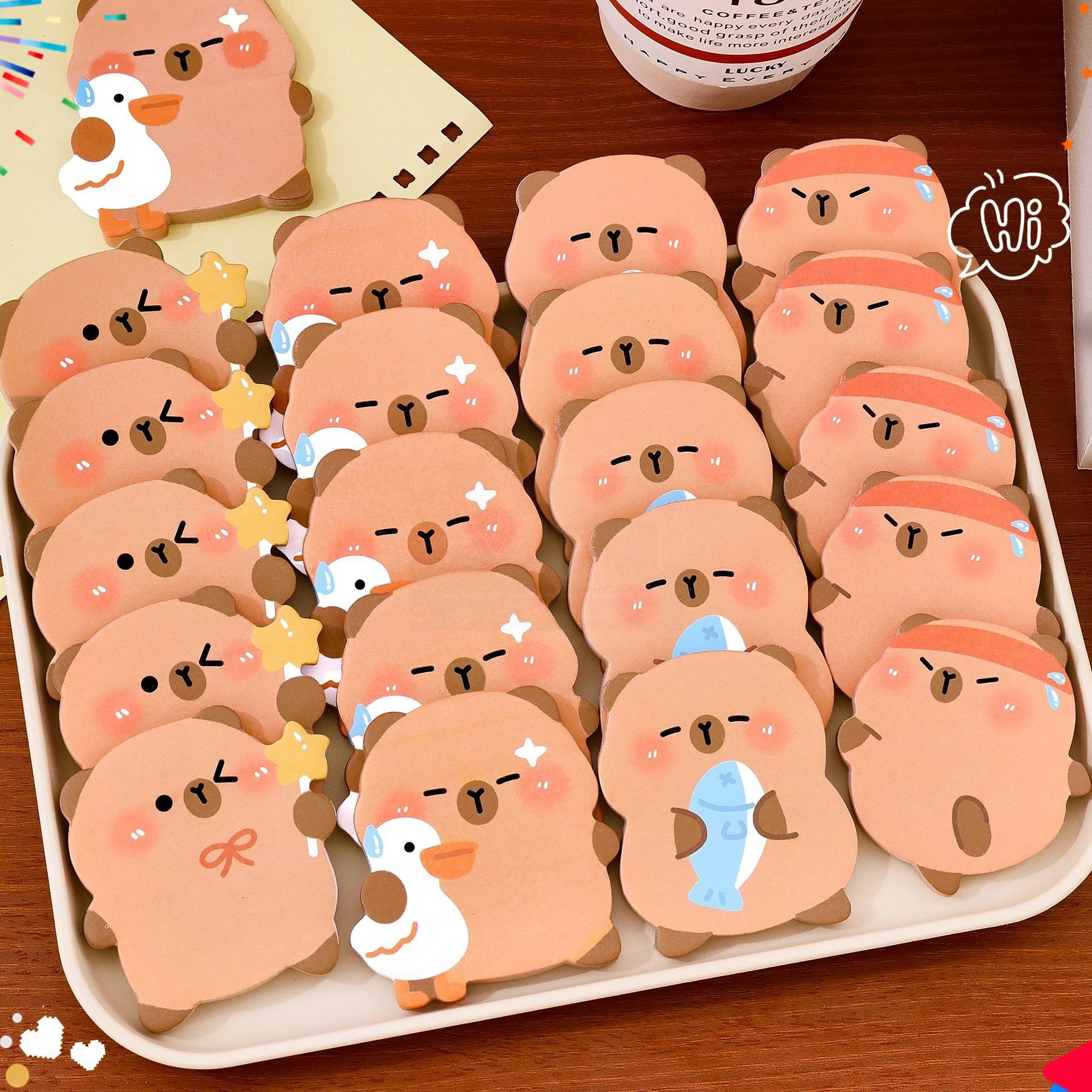 12 Pcs Kapibara Writing Pads Shaped Notes Student Cute High-value Message Sticky Capybara N Times Back To School