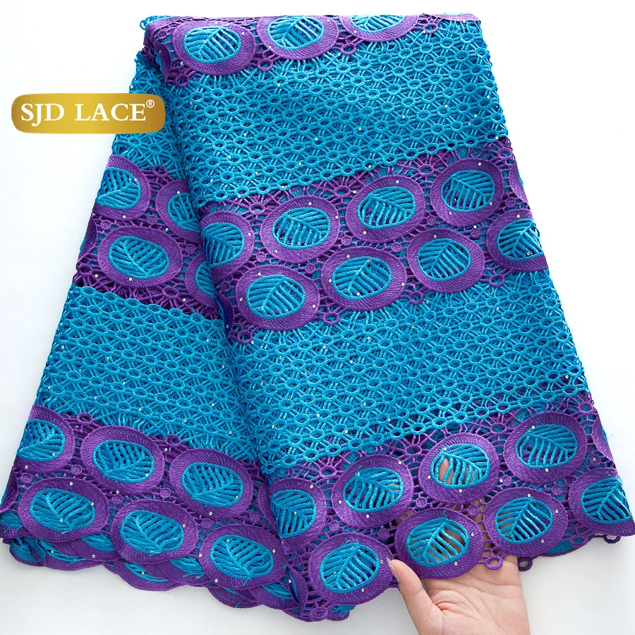 

SJD LACE Nigerian Guipure Cord Lace Fabrics 2025 High Quality African Stones Water Soluble Lace For Women Party Dresses Sew 4451