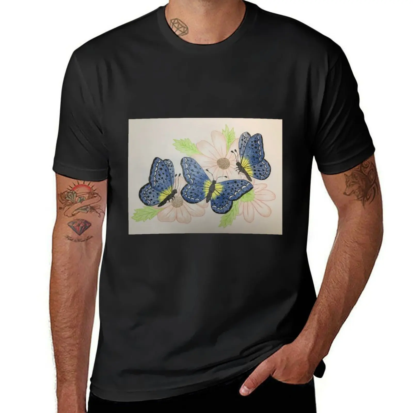 Blue Butterflies for Sandy T-Shirt shirts graphic tees cute tops vintage clothes fitted t shirts for men