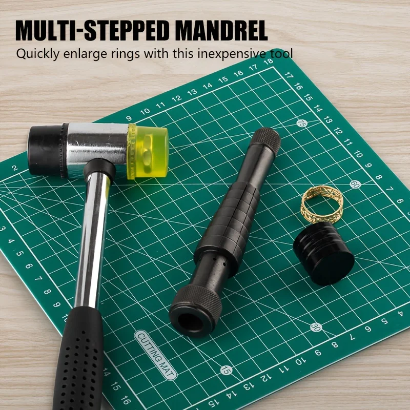 

2pc Hand Tapped Ring Expander Set with Adhesive Hammer Compact Professional Ring Sizing Kit DIY Jewelry Repair Essential Tool