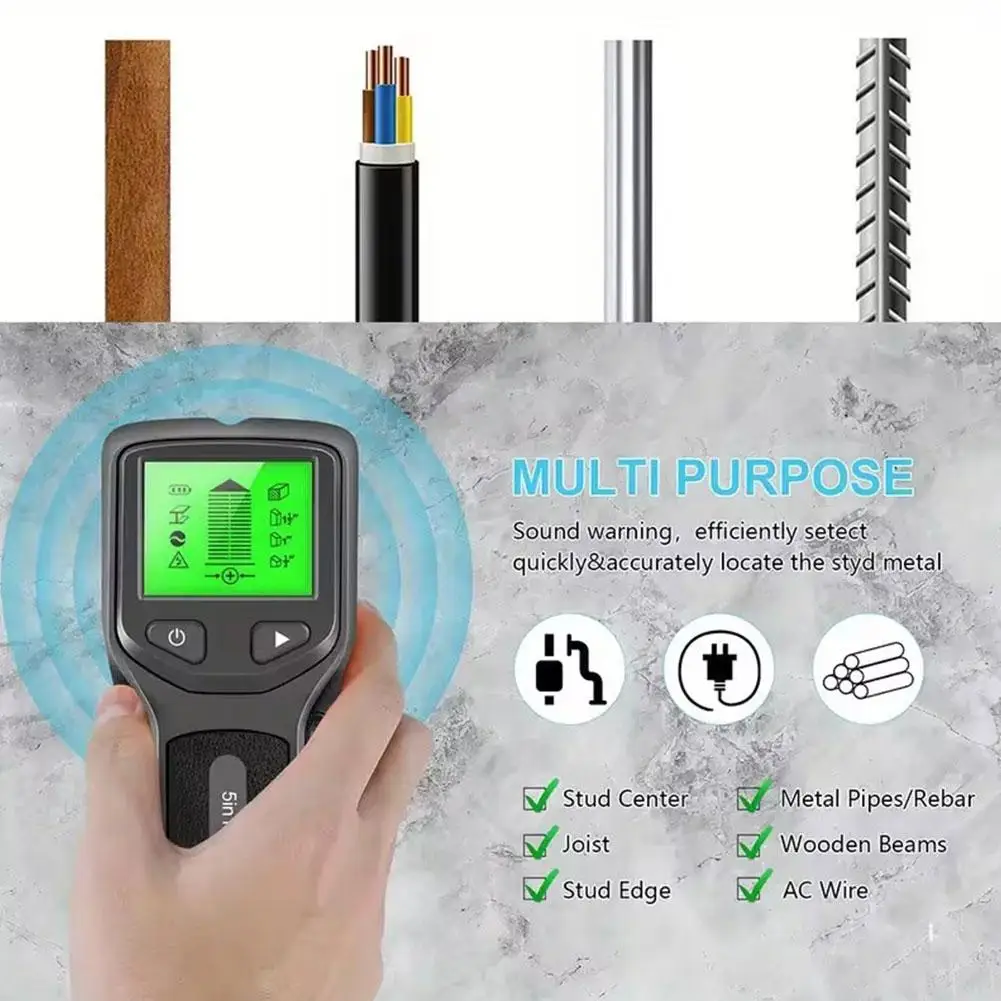 NEW High-end 5-in-1 Profession Wall Stud Electric Wall Wire Metal Finder Scanner LCD Display Handheld For Wood AC Wire