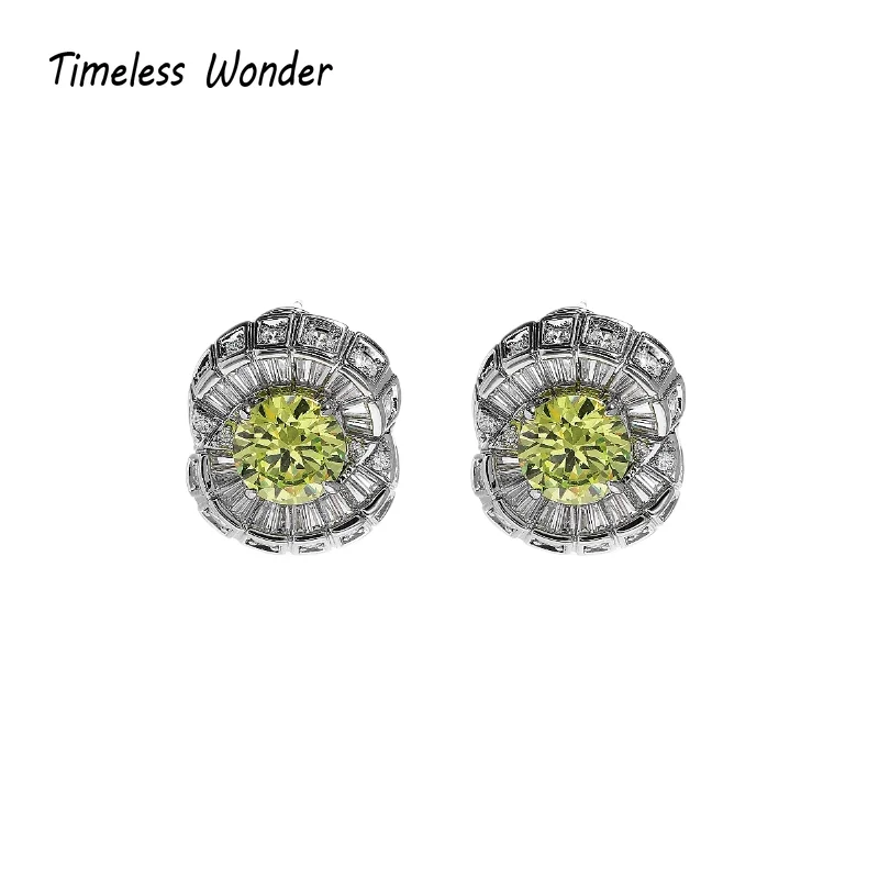 

Timeless Wonder Fancy Crystal Zircon Geo Button Earrings for Women Designer Jewelry Punk Sweet Gift Rare Top Classy 3346