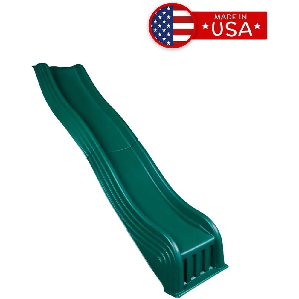 Green Cool Wave Slide - Swing Set Replacement, Two Piece Plastic Swing Slide