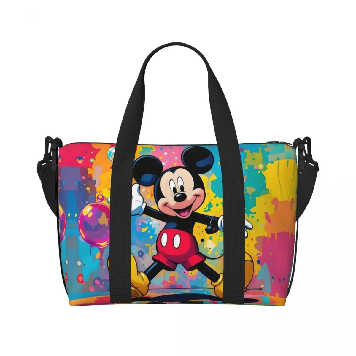 

Custom Graffiti Mickey Mouse Beach Tote Bag Women Fashion Cartoon Cute Print Animation Big Compartment Gym Beach Travel Bags
