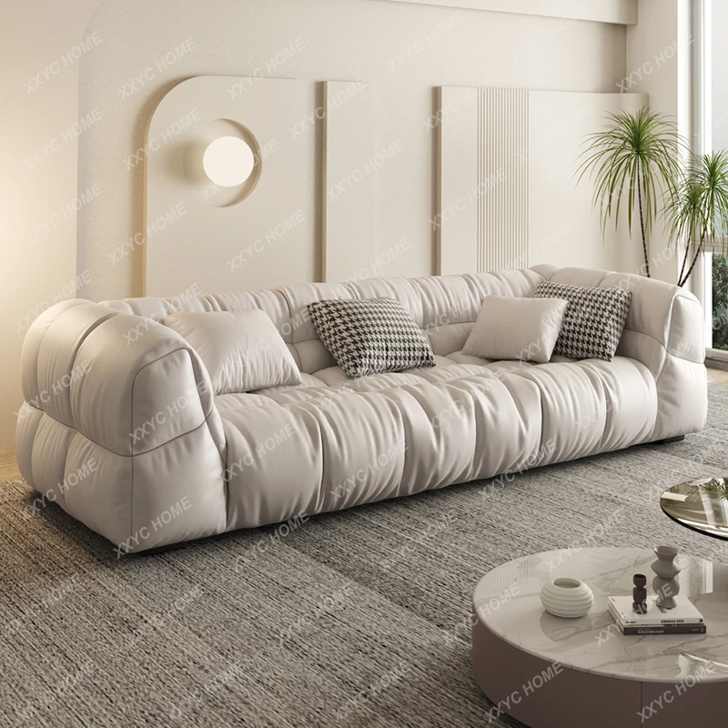 Cloud Sofa Living Room Modern Minimalist Technology Fabric Puff Light Luxury Latex Tofu Block Cream Style