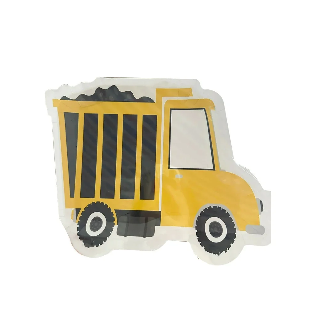 8pcs Engineering Vehicle Paper Tray Construction Truck Boy Happy Birthday Party Supplies Disposable Excavator Plates Kids Favor