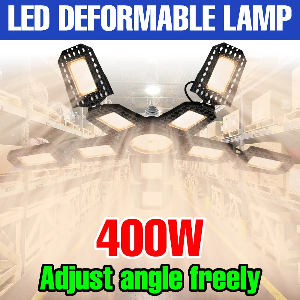 

Светодиодная лампа 400 Вт E27, гаражная лампа, 220 В, деформируемые складные прожекторы, 110 В, домашний склад, гимнастическая парковка, холодный/теплый белый