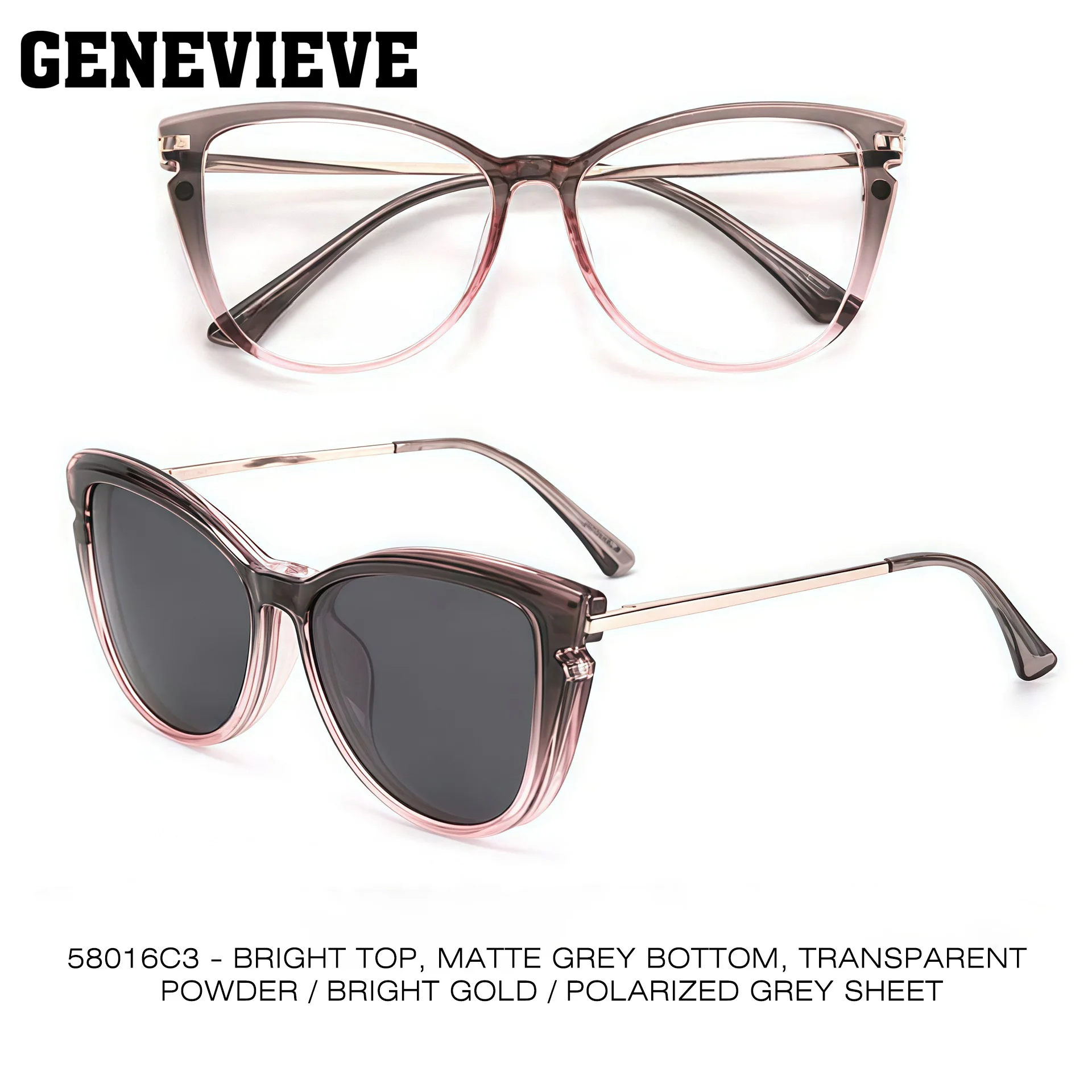 GENEVIEVE Fashion Butterfly Design Magnetic Clip-On Polarized Sunglasses Women Anti Blue-ray Glasses Customizable Prescription