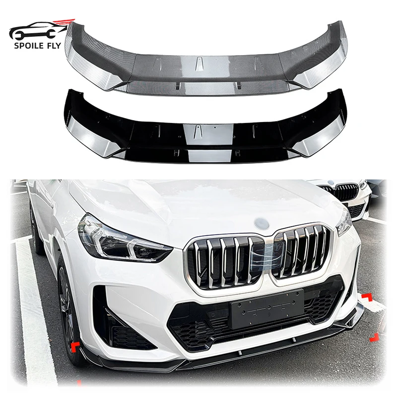 

2023 To Up For BMW X1 IX1 U11 M Sport Front Bumper Splitter Lip Spoiler High Quality ABS Glossy Black Carbon Fiber Look Body Kit