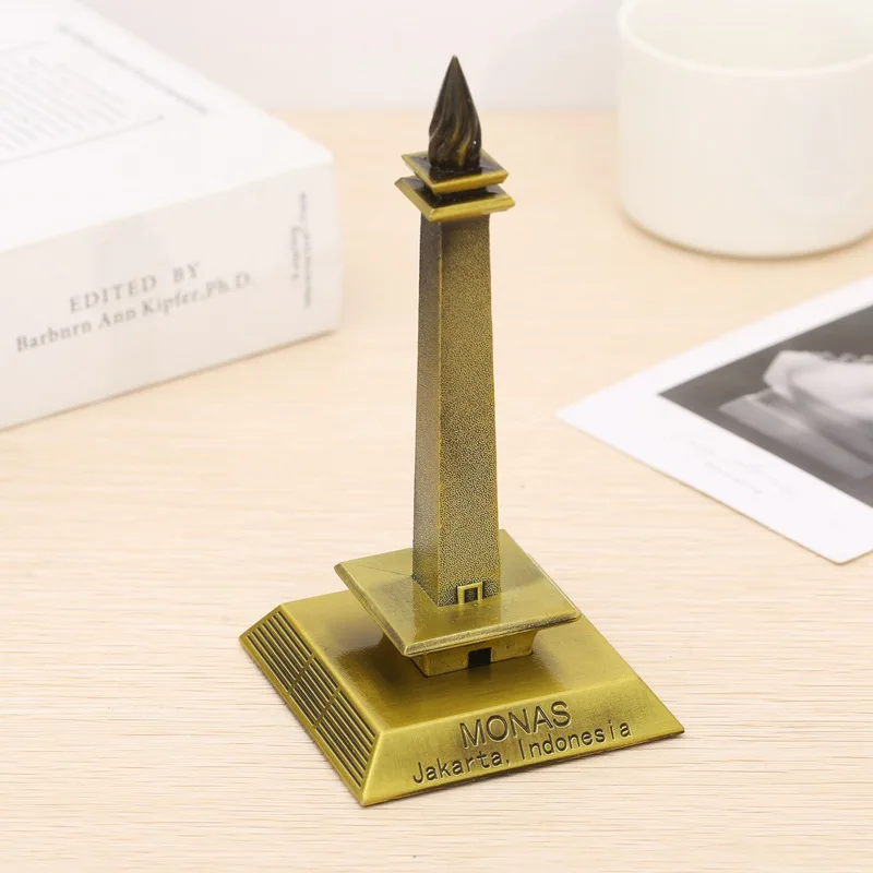 Indonesian Tower Models Home Decor Indonesia Jakarta Travel Souvenirs Figurines Metal House Model Creative Gifts Boys' toys