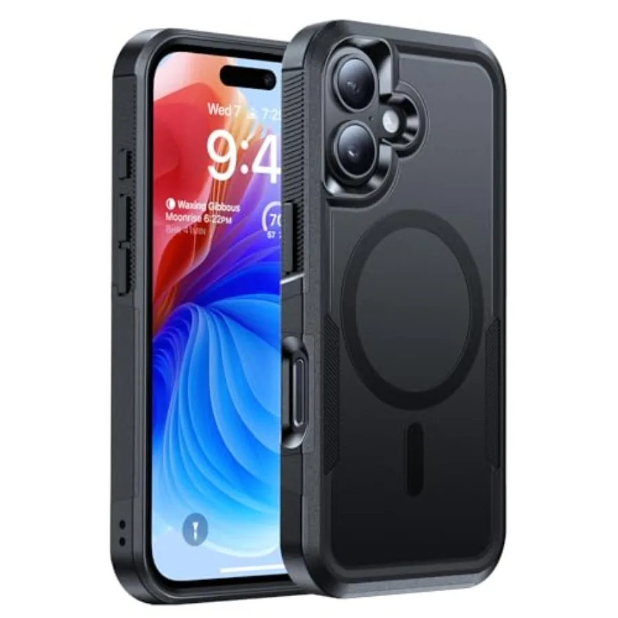 

Magnetic for Case Military-Grade Dual-Layer Shockproof, Heavy Duty Rugged Protection Phone Case [Fit for MagSafe] Anti-Fingerpr