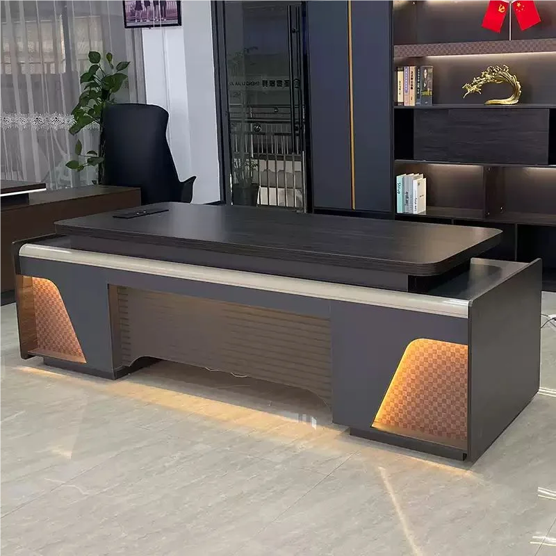 

Work Organizer Office Desk Drawers Corner Dark European Quality Office Desk Minimalist Reception Quality Bureau Office Furniture