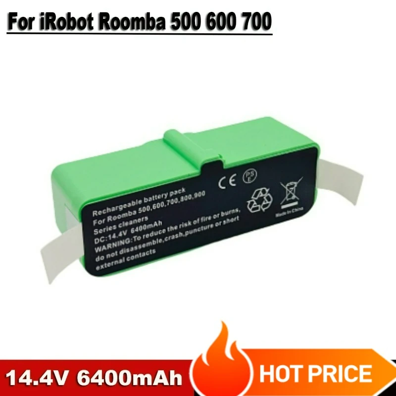 

For Roomba Battery 14.4V 6.4Ah Rechargeable Battery For iRobot Roomba 500 600 700 800 900 595 620 650 780 Vacuum Cleaner Battery