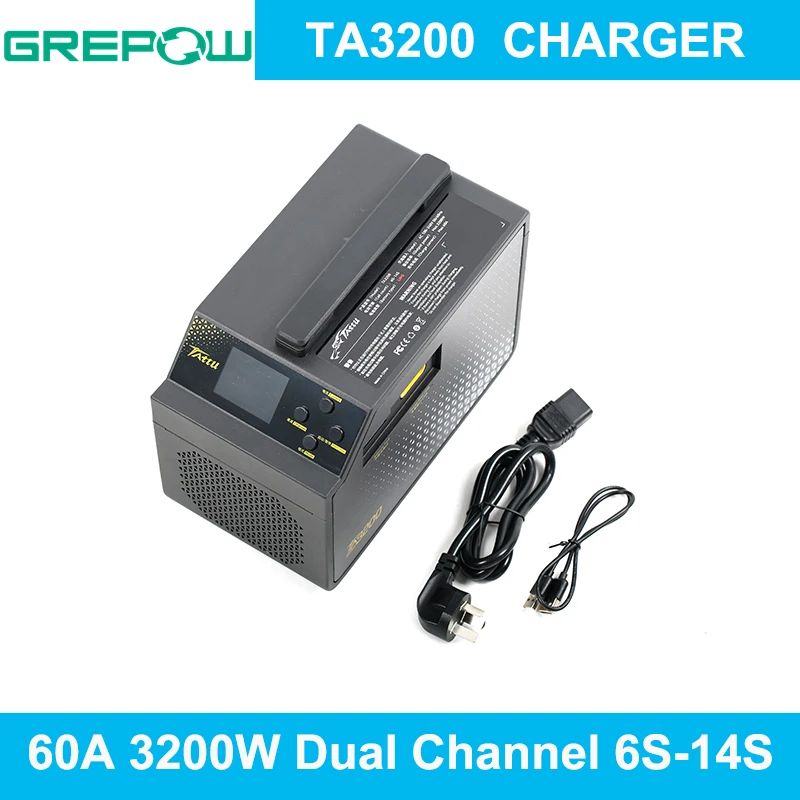 TATTU TA3200 3200W Multifunctional Balancing Charger Dual Channel 6S-14S High Power for TATTU Battery