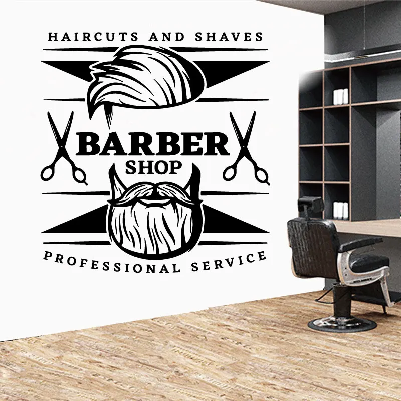 Men\'s barber shop vinyl wall decals men\'s style professional stylist hair salon window shop sign decoration sticker mural gift20