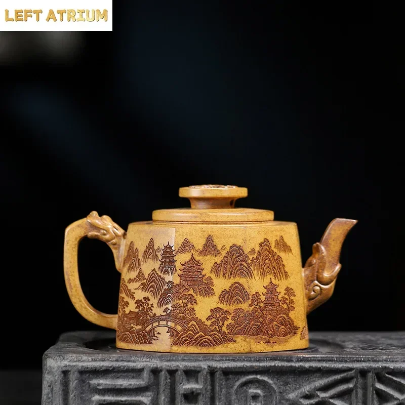 Yixing Original Ore Dragon Bone Gold Sand Purple Clay Teapot 