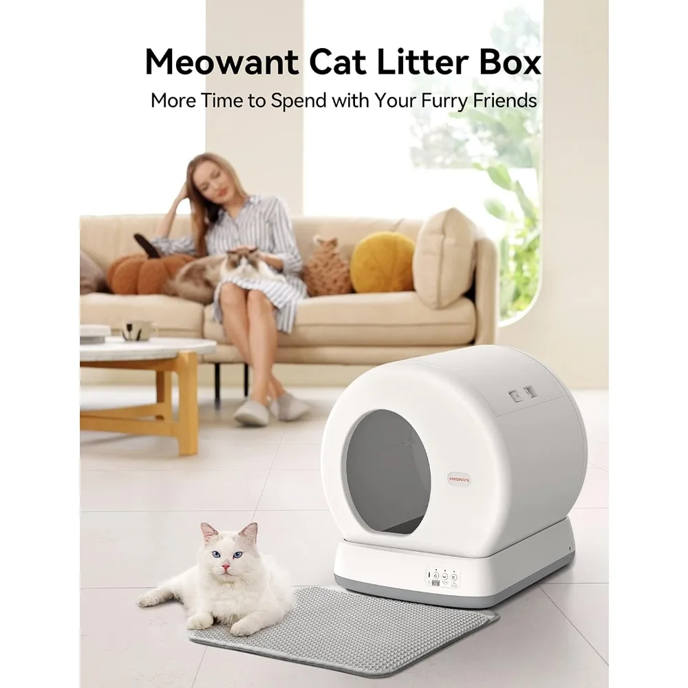 Self-Cleaning Cat Litter Box, Integrated Safety Protection Automatic Cat Litter Box for Multi Cats, Extra Large