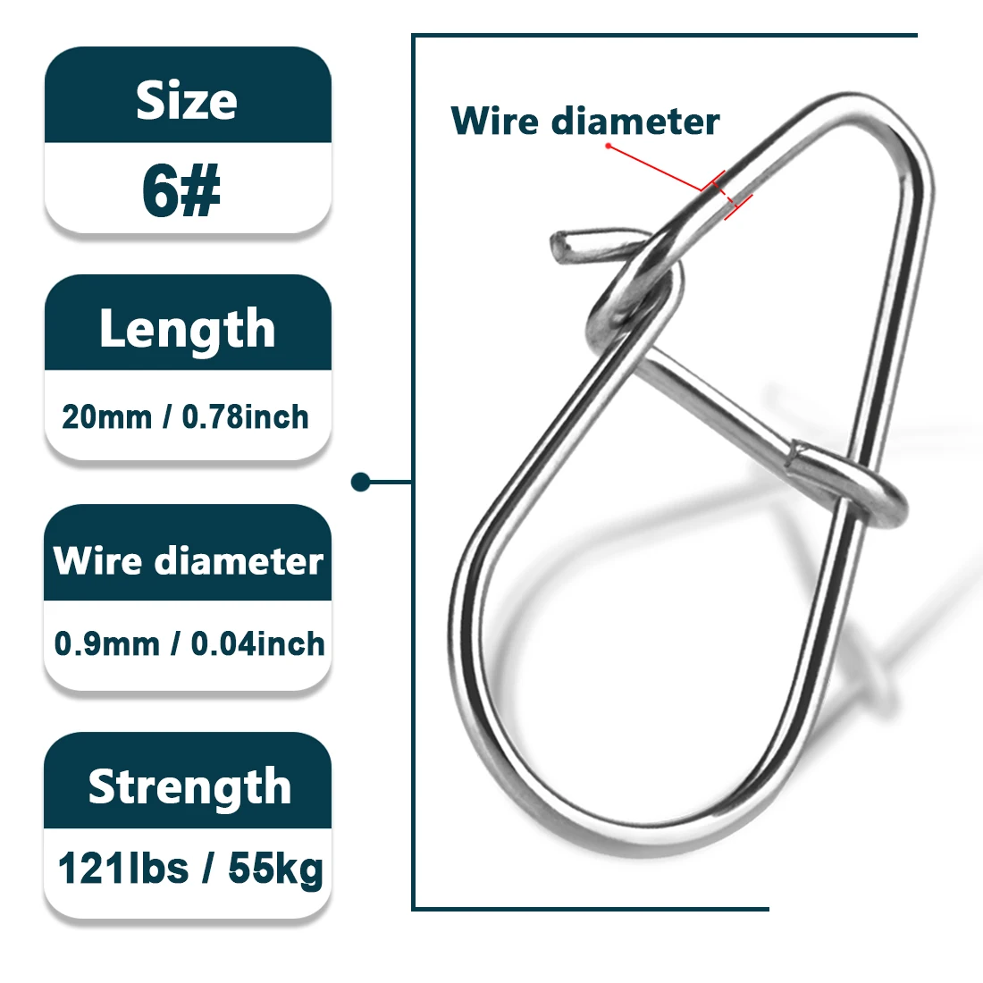 50 Stück Angeln Snap Clip Speed Fast Connector Edelstahl für Salzwasser und Süßwasser