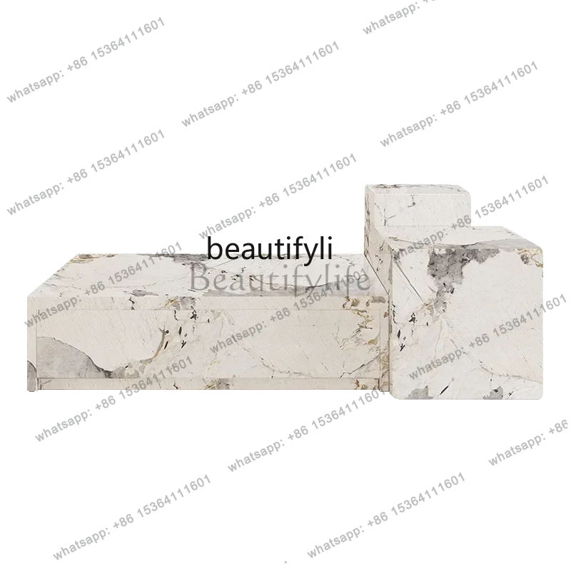 

Light luxury full rock slab coffee table Small apartment household Italian minimalist living room Modern simple coffee ta