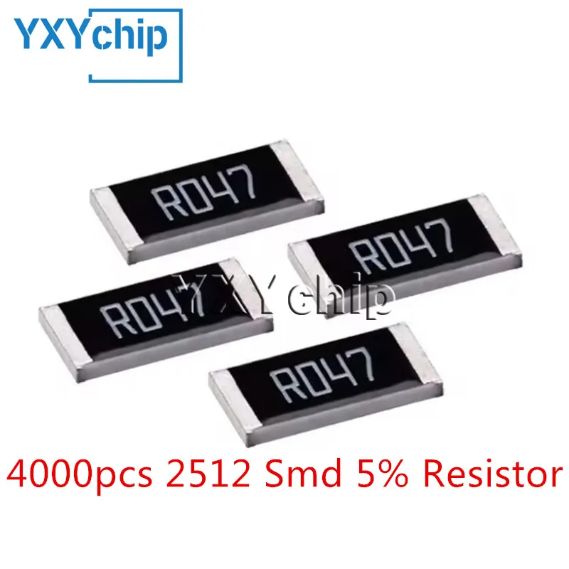 4000pcs 2512 Smd 5% Resistor 0r-10m 0.1r 0.22r 0.47r 1r 10r 47r 120r 1k 10k 47k 56k 100k 270k 430k 820k 1m 3.3m 5.6m 8.2m