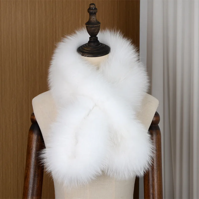 Inverno real cachecol de pele de raposa moda feminina grosso fofo de alta qualidade ao ar livre cachecóis pescoço quente natural xale elástico malha silenciador
