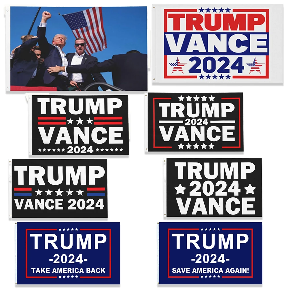 Trump Vance 2024 Flag Fade Proof Banner Presidential Election Hanging Decoration 3x5 FT for American President Election Decor