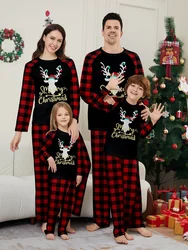 2025 Christmas Matching Family Pajamas Dear Merry Xmas Print Pjs Adult Child Sleepwear Set Baby Jumpsuit+Dog Clothes