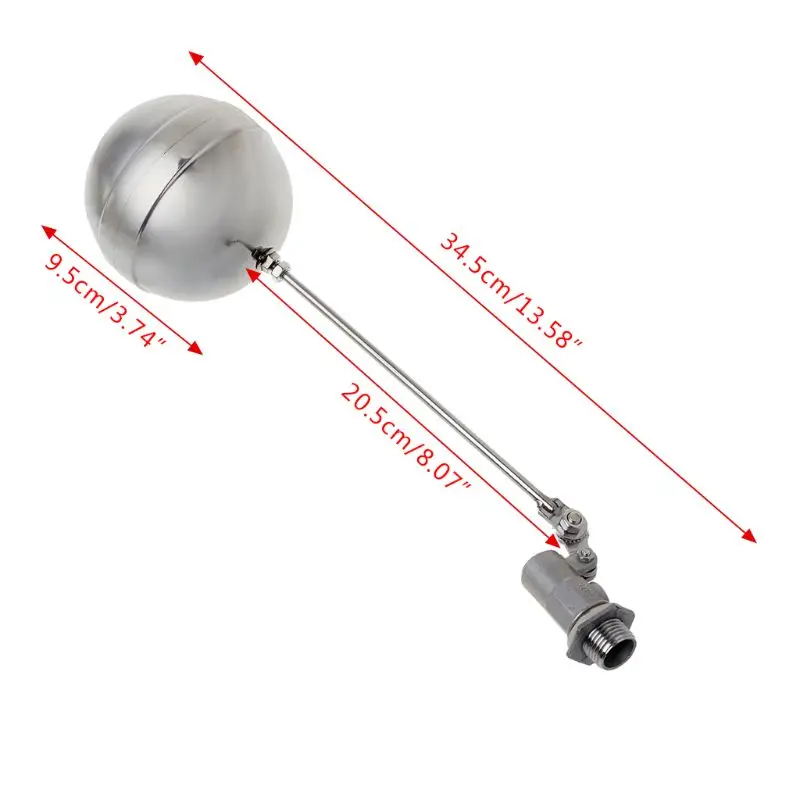 Bola flotador equilibrada Control flujo para válvula, rosca macho DN15, bola agua para tanque, flotador acero