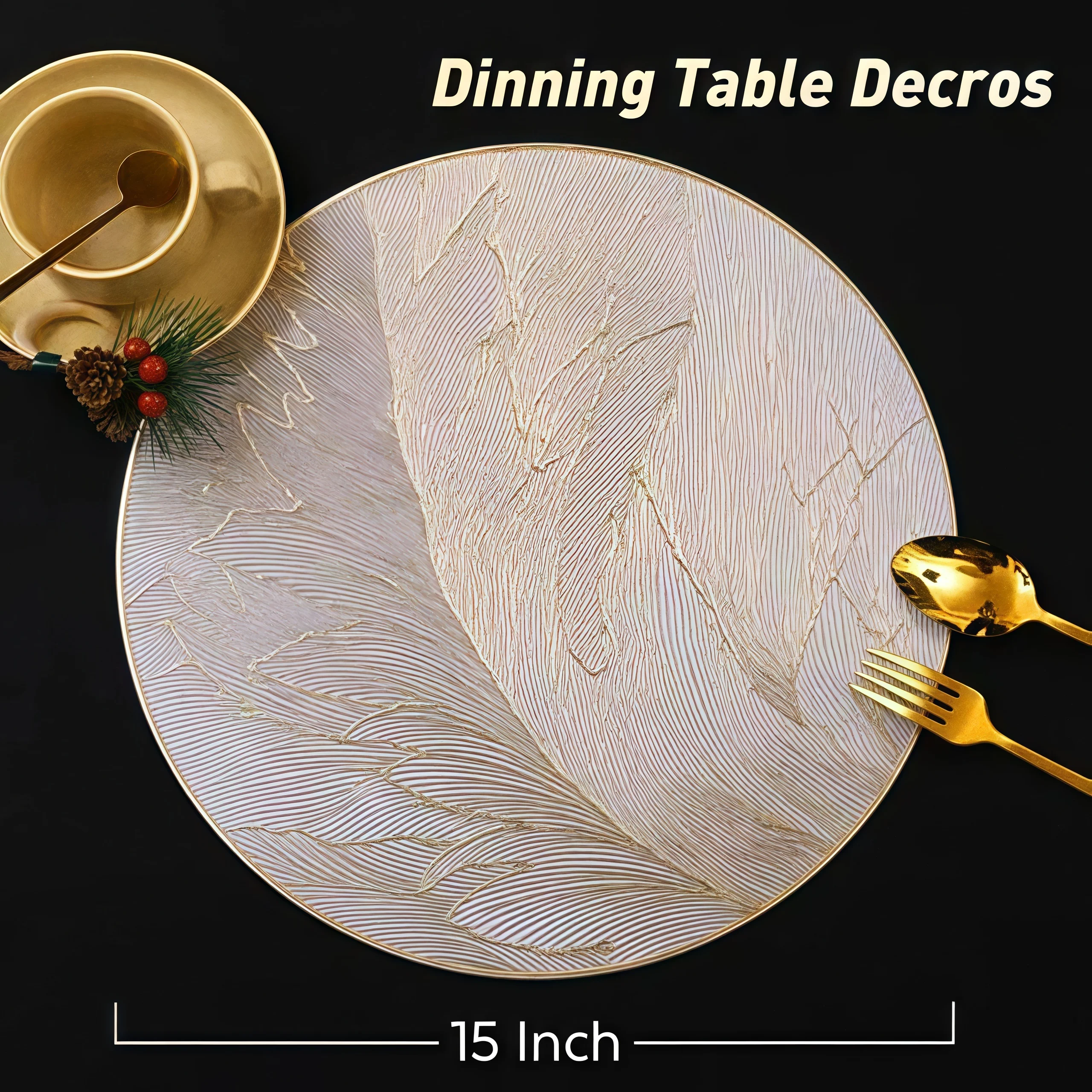 Gold Feather Round Placemats 2
