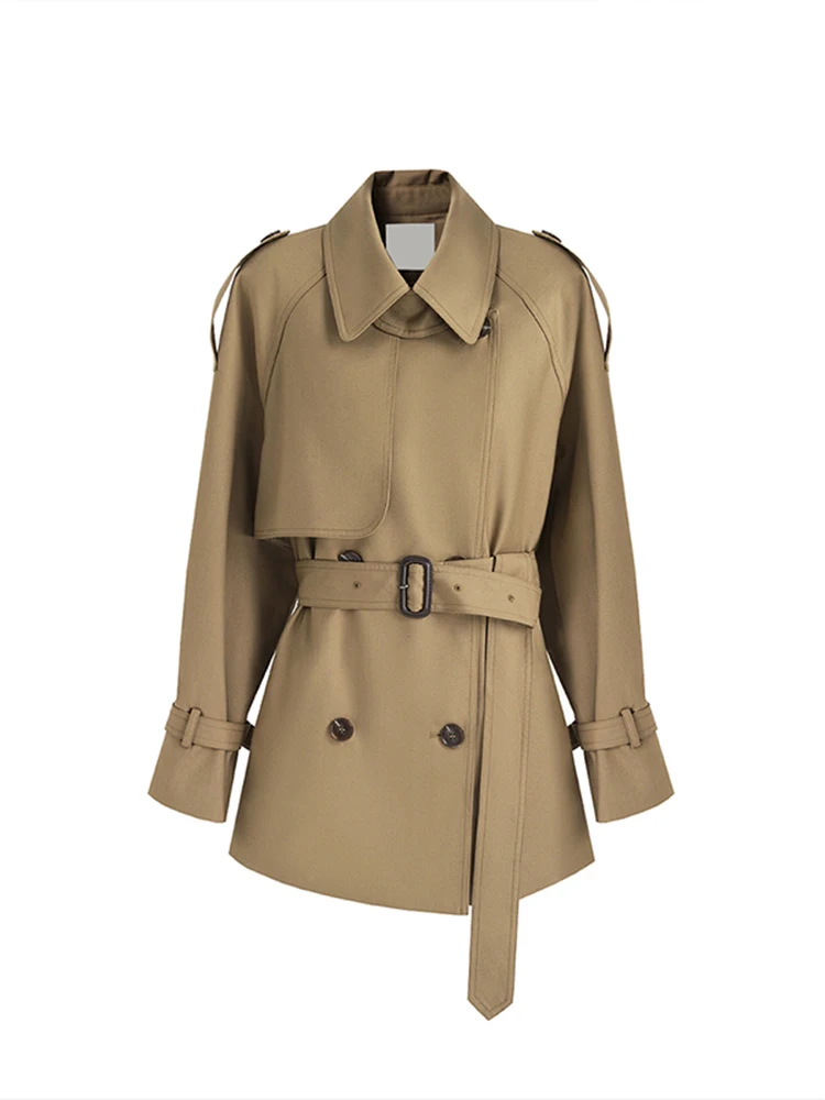 

i Color Retro Double Row Buttoned Coat Women's ort Sle Autumn 2025 New Briti Sle Temperament Belted Coat