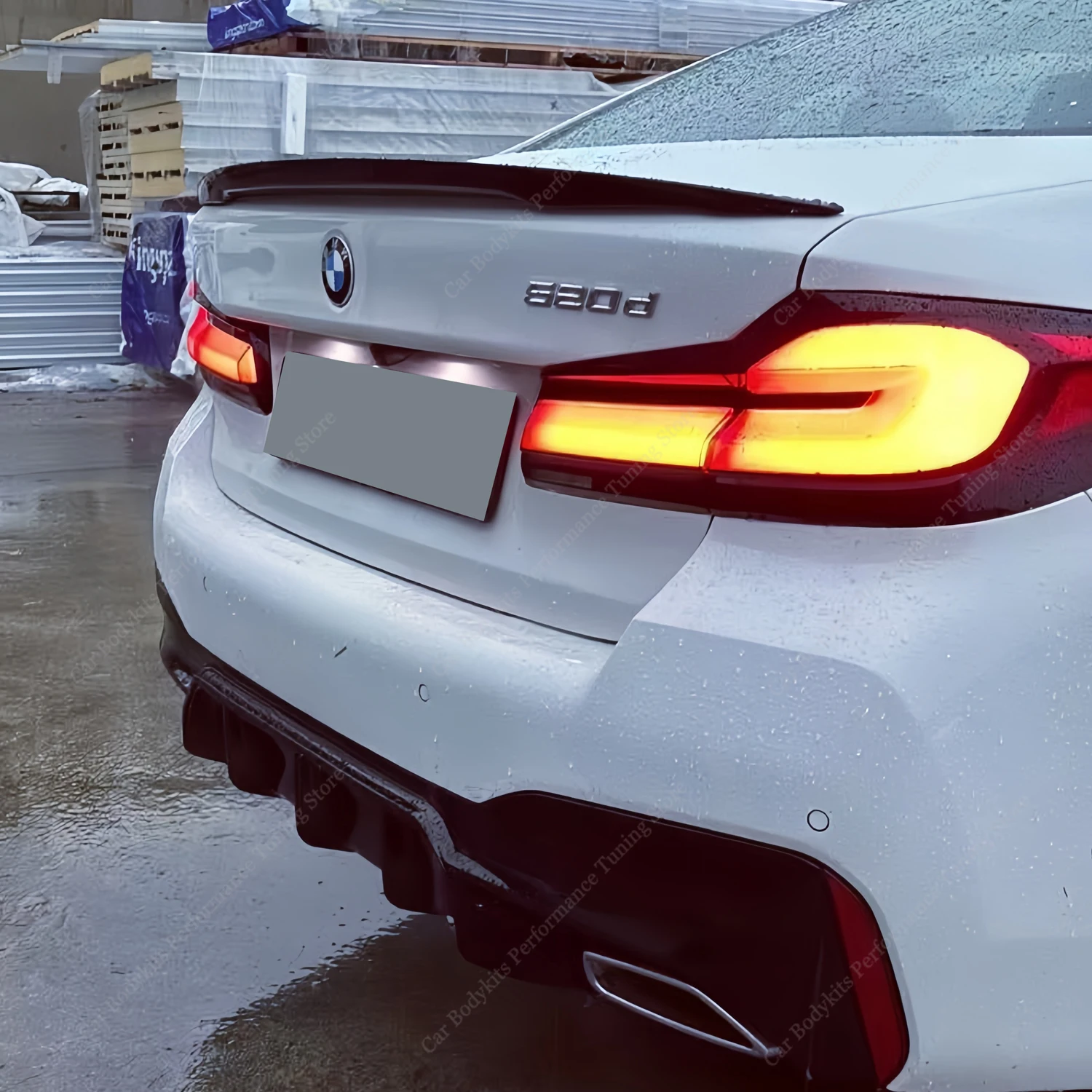 سبويلر خلفي لسيارة BMW G30 باللون الأسود اللامع P 520d 530i 530e 530d 540i M550i M550d 2017-2023 أطقم هيكل الجذع الخلفي #3