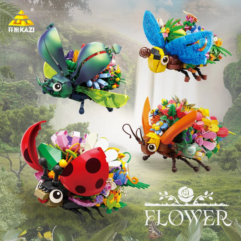 

Kaizhi 81118 Flower Language Insect Natural Science Education Bee Firefly Assembly Children's Building Block Toy Gift Box