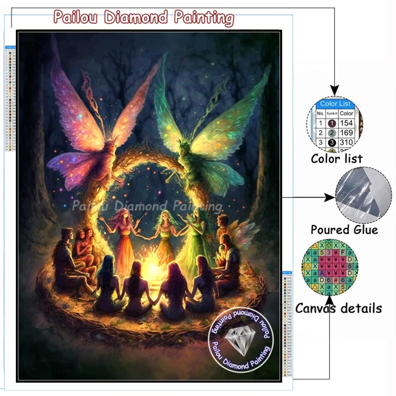 Diy Fantasy Spirit Elf Diamond Painting Art Froest Fairy Butterfly Landscape Mosaic Cross Stitch Crystal Craft Gift Home Decor