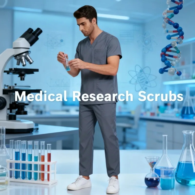 

Bestseller Grey Scrub Set 2-Piece with Short Sleeve Top and Drawstring Pants for Men Work and Daily Use