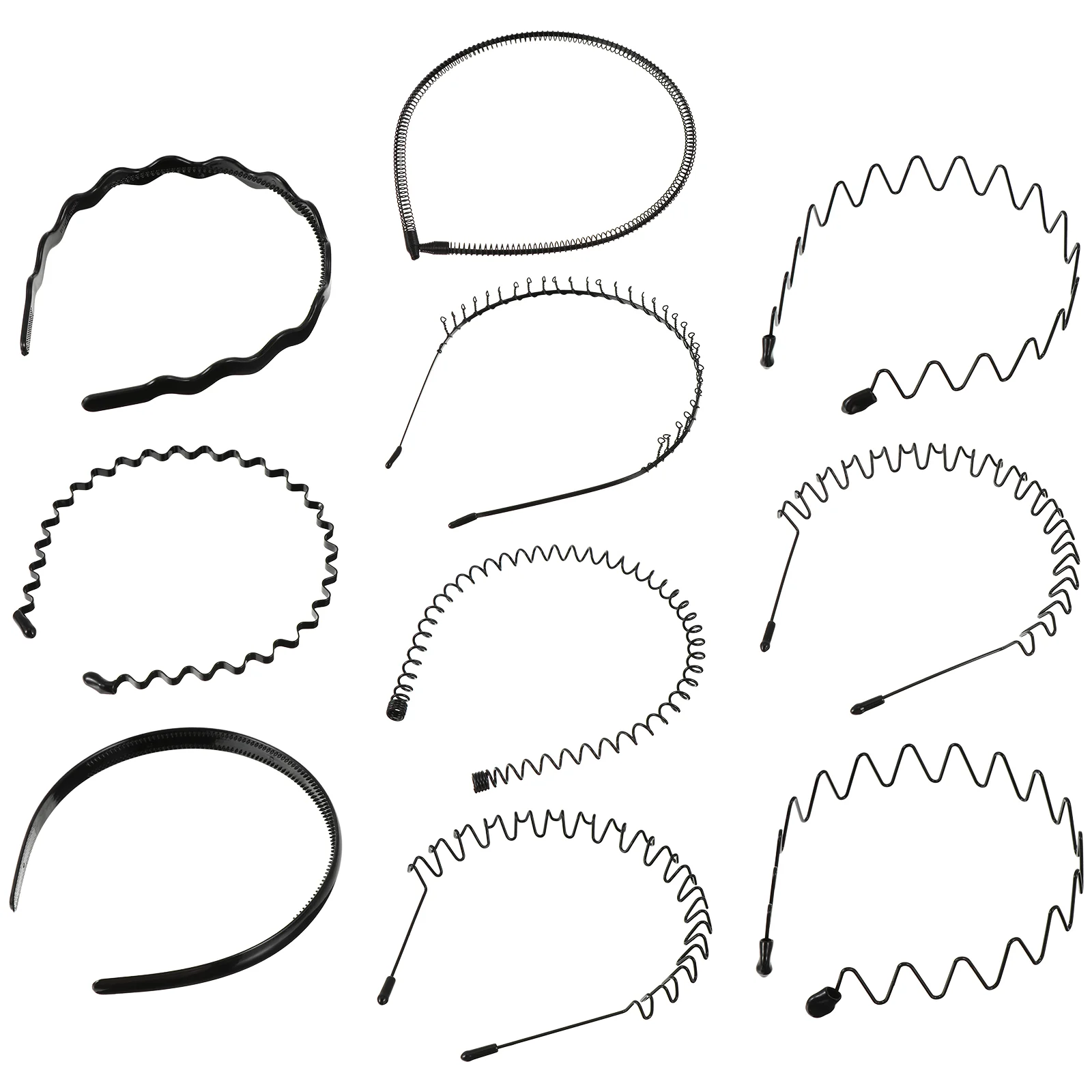 

10 Pcs Wavy Headband Hair Bands Men Elasticity Metal Hoop Fashion Headdress Miss Male