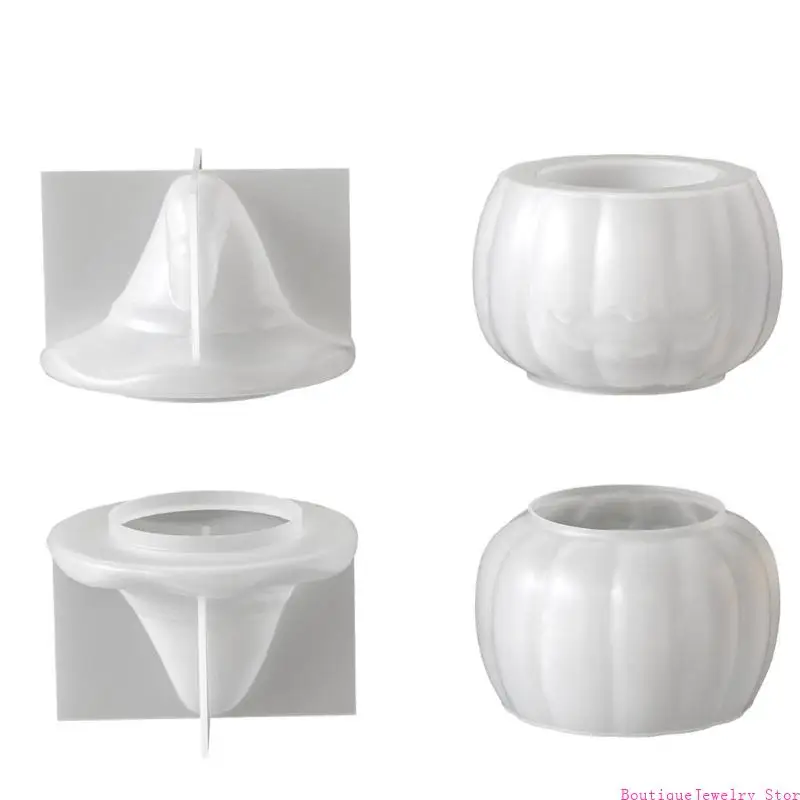 E1PE Seasonal Jar Mold for Resin and Clay, Silicone Two Piece Container Mold with Witch Hat Lid for Candy Holder and Display