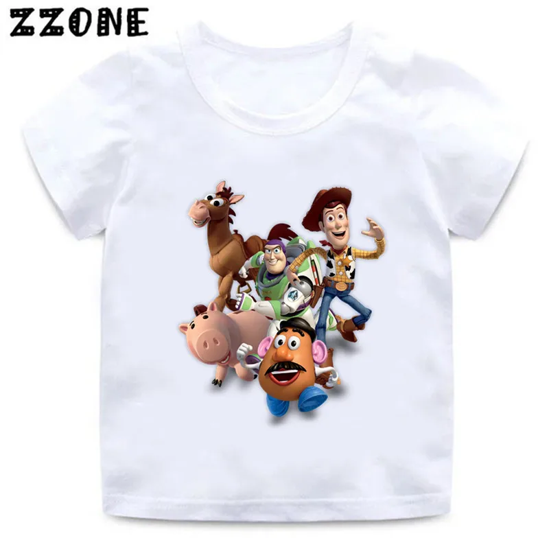 Hot Sale Toy Story Buzz Lightyear Woody Print Cartoon Kids T-Shirts Girls Clothes Baby Boys T shirt Summer Children Tops,ooo5318