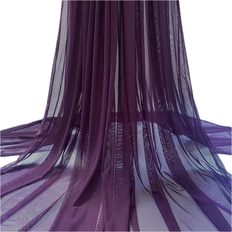 Deep Purple Elastic Net Mesh, Four-way Stretch Fabric, For Handmade Dress And Designer Cloth