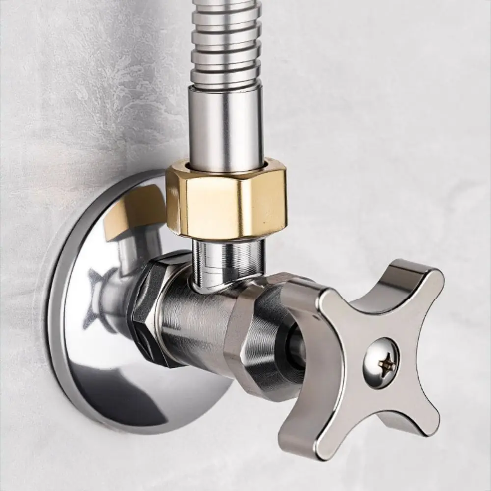 Válvula triangular de acero inoxidable duradera, válvula angular engrosada con rosca, sello a prueba de explosiones, válvula para calentador de agua, inodoro