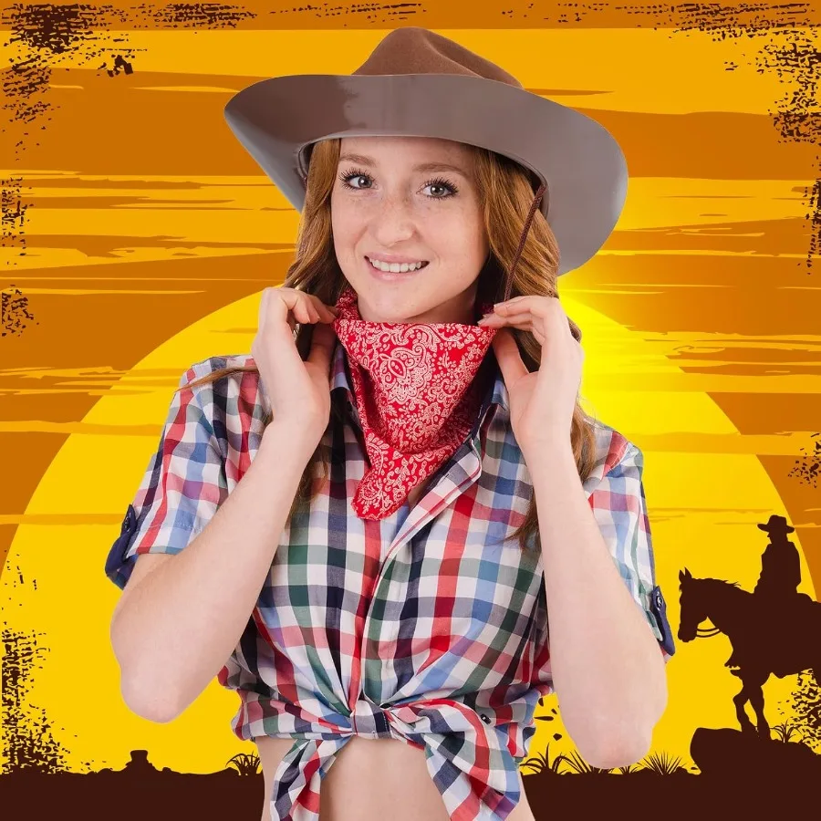 12 قطعة من البلاستيك القابل للتصرف قبعة رعاة البقر مجموعة لتزيين الحفلات واسعة الحواف على الطراز الغربي قبعة راعية البقر مثالية لحدث الأزياء