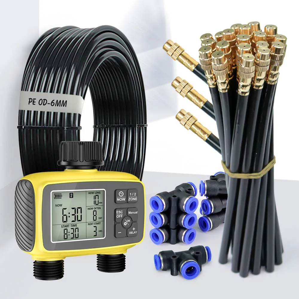 

Интеллектуальная двухзонная система охлаждения с независимым управлением и таймером для садоводства, комплект автоматической системы полива во дворе