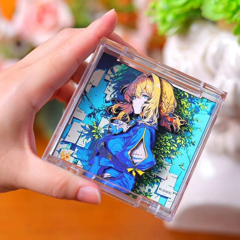 3D Paper Art Layered Painting 8/9 Layers Stereo Ornament Acrylic Display Case Magnetic Patch Desktop Decor Collectible Handmade