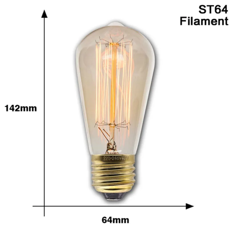 Retro Edison Gloeilamp E27 40W 220V A60 ST64 G80 G95 T45 Gloeilamp Ampul Vintage Edison Lamp gloeidraad Voor Home Decor