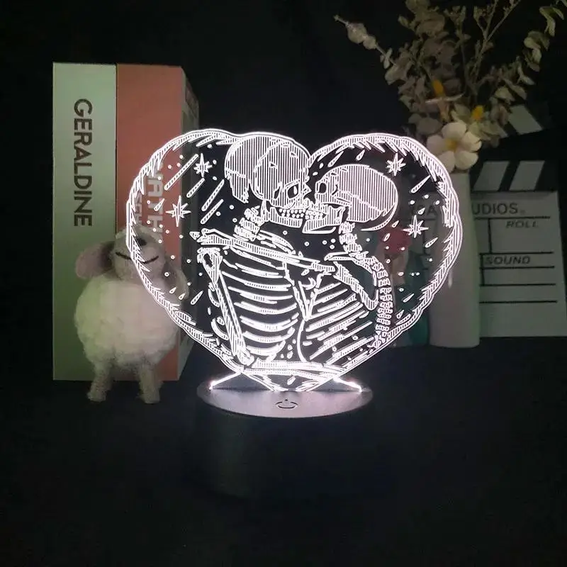 Veilleuse LED tactile 3D Anime Cartoon Lovers, lampe de table, décoration de chambre, cadeau jouet, 7 documents