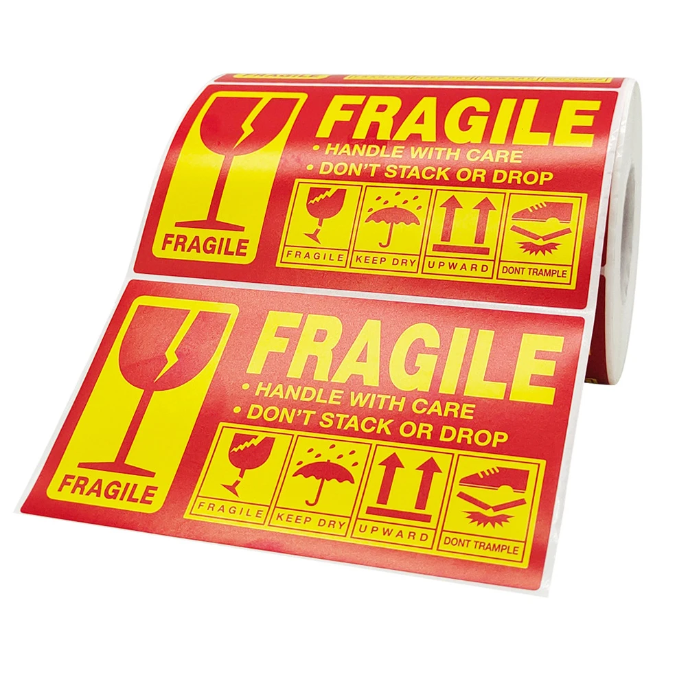 

Fragile Warning Stickers Adhesive Labels Packaging Handle Shipping Copper Plate Packing