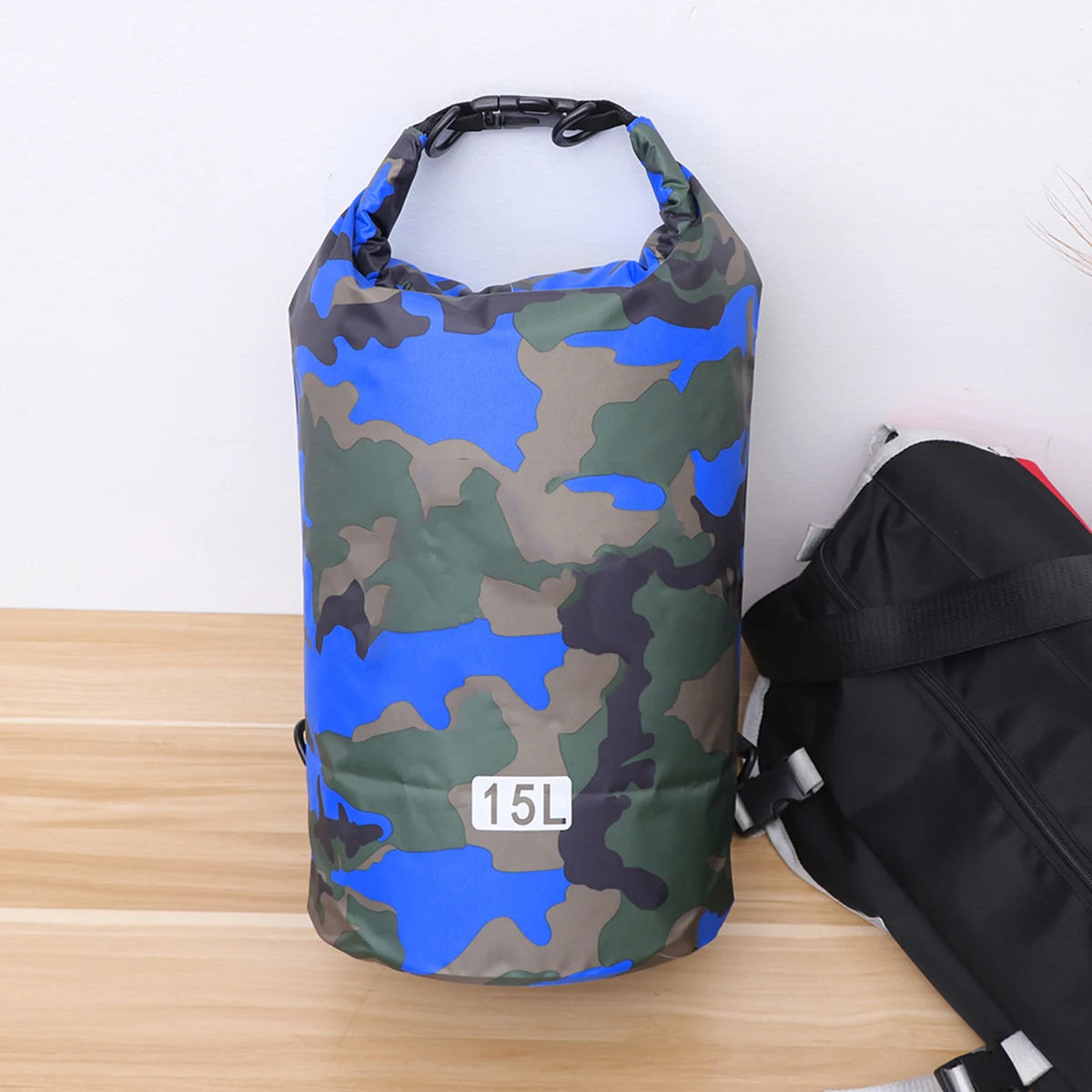 

Waterproof Double Shoulder Bag 15L Portable Sack Backpack for Kayaking Beach Rafting Boating Hiking Camping and Fishing (Blue Ca