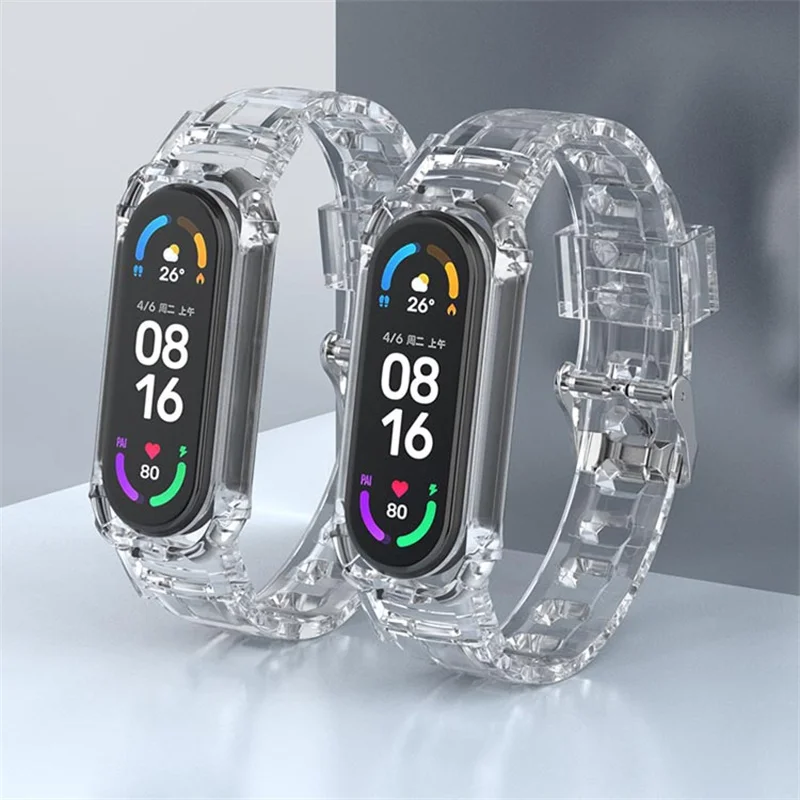 Glacier Integrated Transparent Silicone Strap for Xiaomi Mi Band 7 6 5 4 3 NFC Fashion Sport Smart Watchband for Miband 4 5 6 7